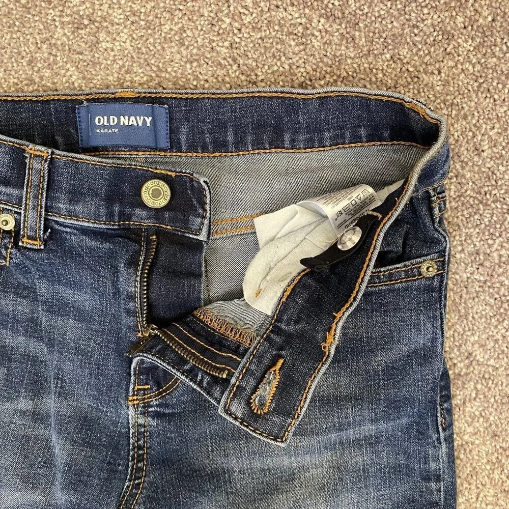 Old Navy Kids Karate Jeans Size 12 Regular Blue Stretch Expandable Waist EUC